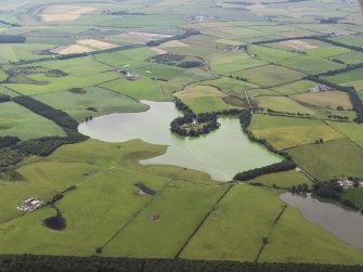 General oblique aerial view of Soulseat Loch with an algal bloom, taken from the NE.