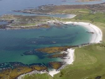 General oblique aerial view of Oronsay Farm and Priory, taken from the SSW.