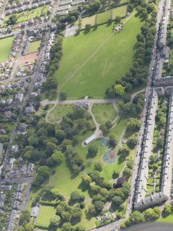 General oblique aerial view of the park, centred on the pavilion taken from the S.