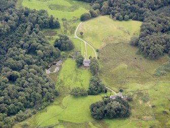Oblique aerial view of Earlstoun Castle, taken from the NW.