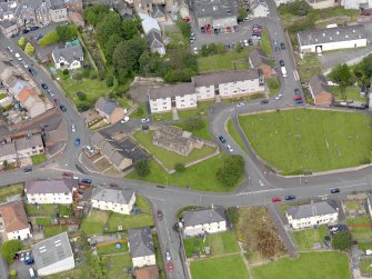 Oblique aerial view of Maybole, centred on St Mary's Church, taken from the SSE.