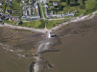 Oblique aerial view of Southerness Lighthouse, taken from the SE.