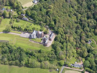 Oblique aerial view of Skelmorlie Castle, taken from the WSW.
