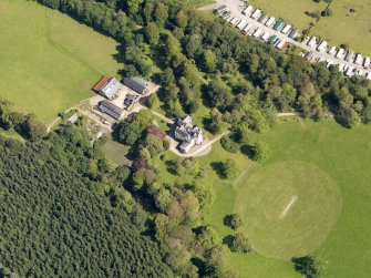 Oblique aerial view of Castle Lachlan, taken from the WNW.