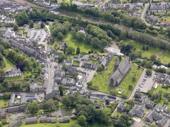 Oblique aerial view of Dunblane Cathedral, taken from the NE.
