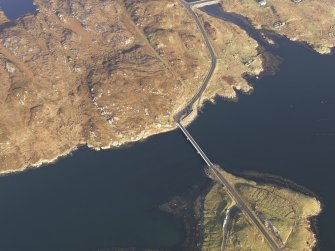 Oblique aerial view centred on the Bernera Bridge, taken from the SW.
