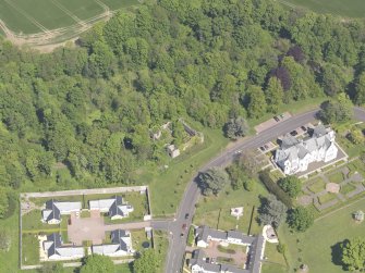 Oblique aerial view of Ballumbie Castle, taken from the S.