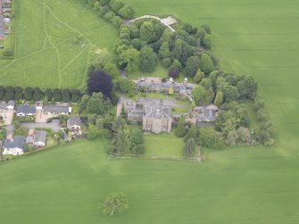 Oblique aerial view of Pitfour Castle, taken from the S.