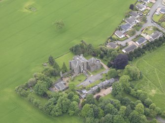 Oblique aerial view of Pitfour Castle, taken from the NNE.