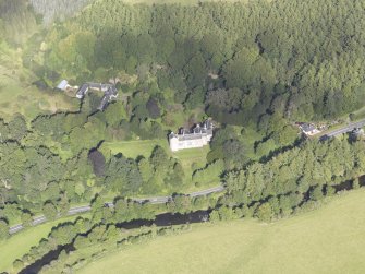 Oblique aerial view of Branxholme Castle, taken from the SSE.