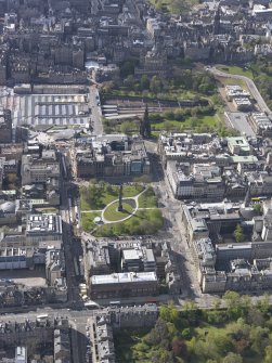 oblique aerial view of St Andrews Square, New Town, Scott Monument, looking SSE.