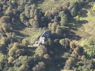Oblique aerial view of Bedlay Castle, taken from the E.