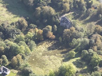 Oblique aerial view of Bedlay Castle, taken from the NNW.