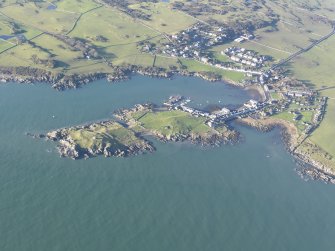 General oblique aerial view of Isle of Whithorn, looking W.