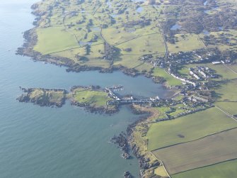General oblique aerial view of Isle of Whithorn, looking WSW.