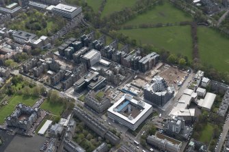 Oblique aerial view of the Quartermile Development on the former Royal Infimary site, looking to the SE.