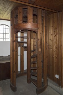 Interior. Church, rood loft, view of spiral staircase