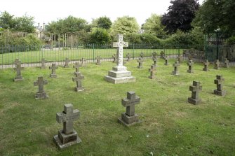 Nuns graveyard at east end of church, view from north west