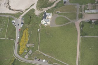 Oblique aerial view of Balnakeil House, looking to the NNE.