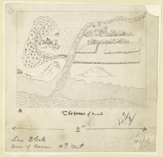 Publication drawing: Annan, c1560 showing motte and tower (RCAHMS 1920 fig. 1)