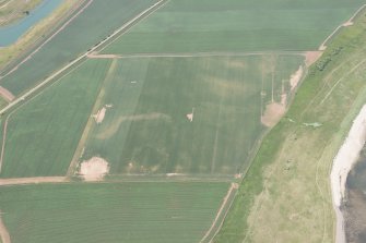 Oblique aerial view of geological cropmarks, looking W.
