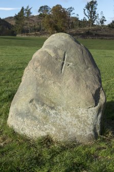 View of standing stone with incised cross