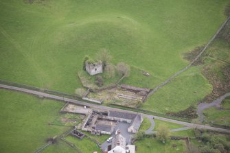 Oblique aerial view of Lag Tower, looking SE.