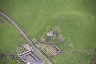 Oblique aerial view of Lag Tower, looking E.