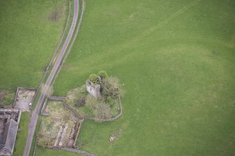 Oblique aerial view of Lag Tower, looking NE.