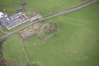 Oblique aerial view of Lag Tower, looking NW.