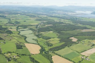 General oblique aerial view along the River Nairn towards Culloden Moor and Clava with Inverness in the distance, looking WSW.