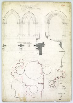 Details and Interior elevations of entrance and inner door of Old Chapter House and Slype, St Andrews Cathedral.