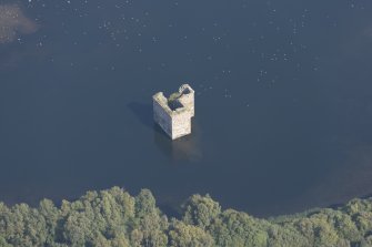 Oblique aerial view of Stanely Castle, looking ENE.