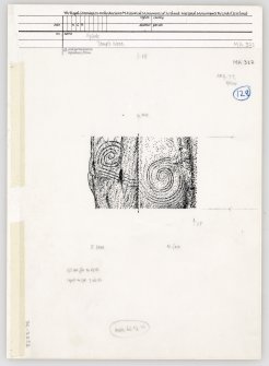 Publication drawing; Temple Wood SW circle, upright stone, showing spiral decoration.