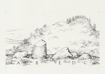 Publication drawing (sketch); standing stones, Dumgoyach.
