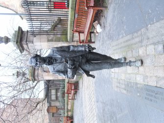 View from south east of 2004 statue to poet Robert Fergusson