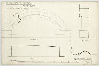 Plan, elevation and section of Established Church in Contin, Ross