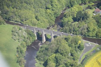 Oblique aerial view of Almond Aqueduct, looking NE.