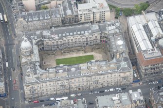 Oblique aerial view of Old College, looking S.