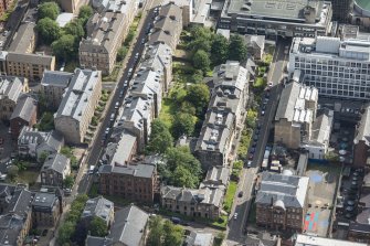 Oblique aerial view of Hill Street, looking S.