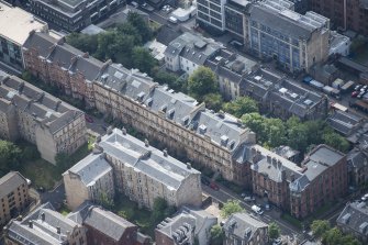 Oblique aerial view of Hill Street, looking SSE.