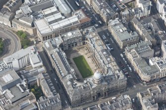 Oblique aerial view of Old College, University of Edinburgh, looking WNW.