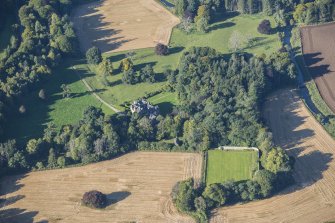 Oblique aerial view of Pitcaple Castle, looking WSW.