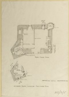 Third floor plan and South-West angle-tower, cap house, first floor plan.