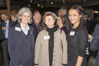 Professor Tracey Howe (Glasgow City of Science), Dr Nina Baker (Womens Engineering Society) and Dr Susie Mitchell (Glasgow Science Centre) at the Celebrating James Watt: inventor, polymath, genius event at Holyrood Garden Lobby, 19th January 2016