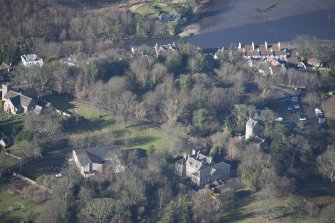 Oblique aerial view of Cramond House and Cramond Tower, looking WNW.