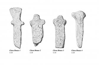 Clova House, four cross-shaped stones from St Luke's Chapel. 300dpi tiff of EPS file.