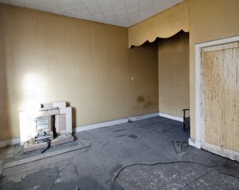 Interior. North Range. 3rd Floor Managers Flat. Former Washhouse. Circa 1930s art deco fireplace and shaped alcove.