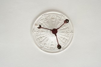 Interior. North Range. 3rd Floor Managers Flat.Parlour. Detail of ceiling rose.