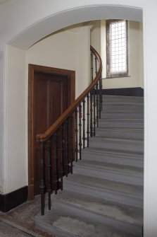 Entrance lobby. View of stairs to east gallery.